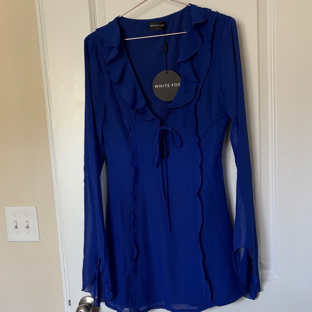 Women's Blue Ruffle Dress